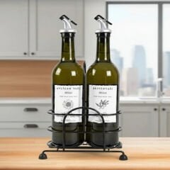 2 li Metal Stantli 750 ml Amber Ayçiçek Yağı Zeytinyağı Cam Şişe Yağdanlik Sosluk