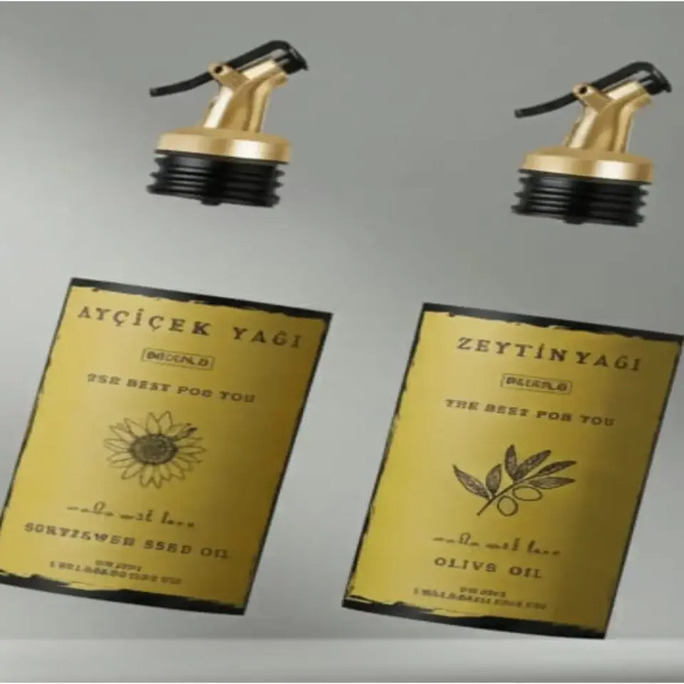 Gold Zeytinyağı Ayçiçek yağı Etiketi Ve Gold tıpa Yağdanlık tıpası