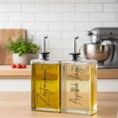 2 li Cam 500 ml Lüks Ayçiçek Yağı Zeytinyağı sisesi