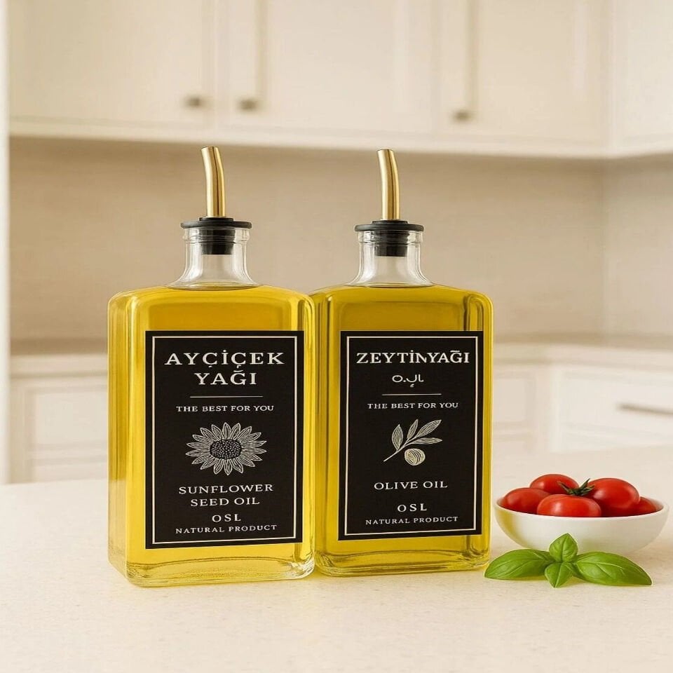 500 ml Cam Damlatmaz Yağdanlık Şişesi Ayçiçek Yağı Zeytinyağı