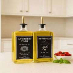 500 ml Cam Damlatmaz Yağdanlık Şişesi Ayçiçek Yağı Zeytinyağı