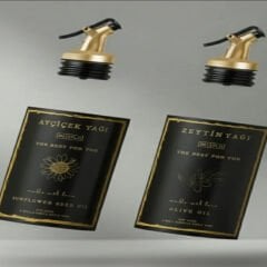 Yağdanlık İçin Gold Damlatmaz Tıpa ve Gold Etiket Suya Dayanıklı