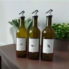 3'lü 750 ml Amber Damlatmaz Cam şişe Limon Sirke Nar Eksisi Etiketli