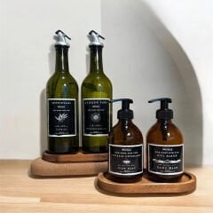 6 LI GÜMÜŞ TIPA VE POMPALI SET AMBER CAM ŞİŞE SET 2 ADET YAĞDANLIK - 2 ADET SABUNLUK SET - 2 STANT