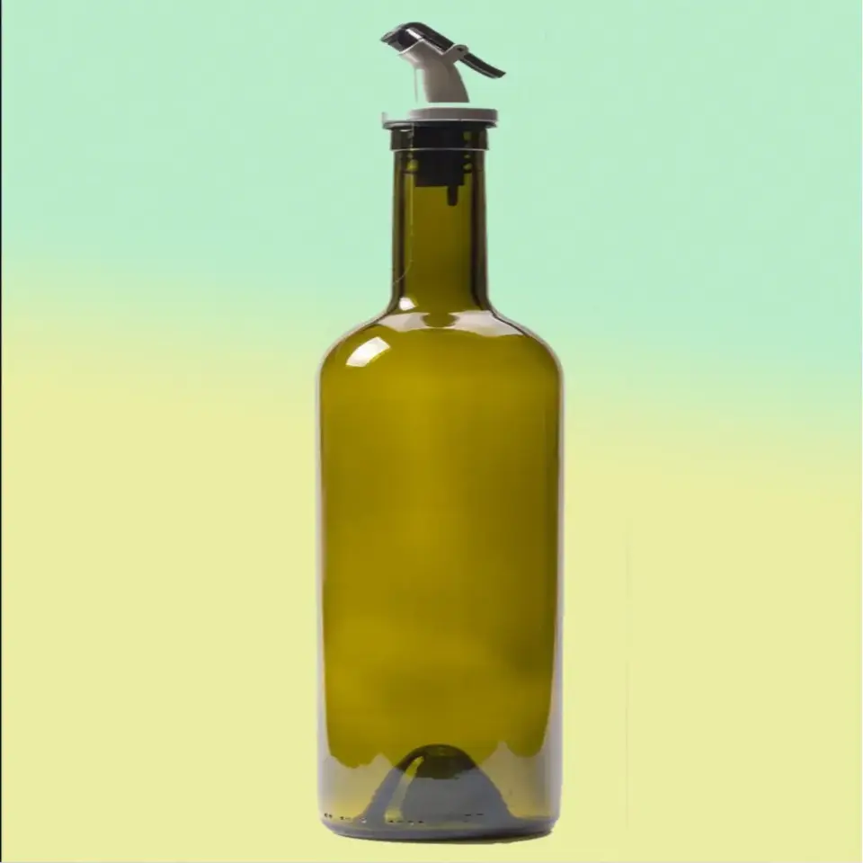 1 Adet Zeytinyağı Şişesi 1 adet Gümüş Tıpa Ayçiçek Yağı Ve Sıvılar İçin Uygun 750ml Cam Şişe