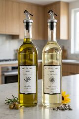 2 Li 750 ml Şeffaf Damlatmaz Ayçiçek Yağı Zeytinyağı Şişesi Yağdanlık