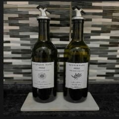 Mermer Stantlı 2 li 750 ml Amber Yağlık Yağdanlik Ayçiçek yağı zeytinyağı