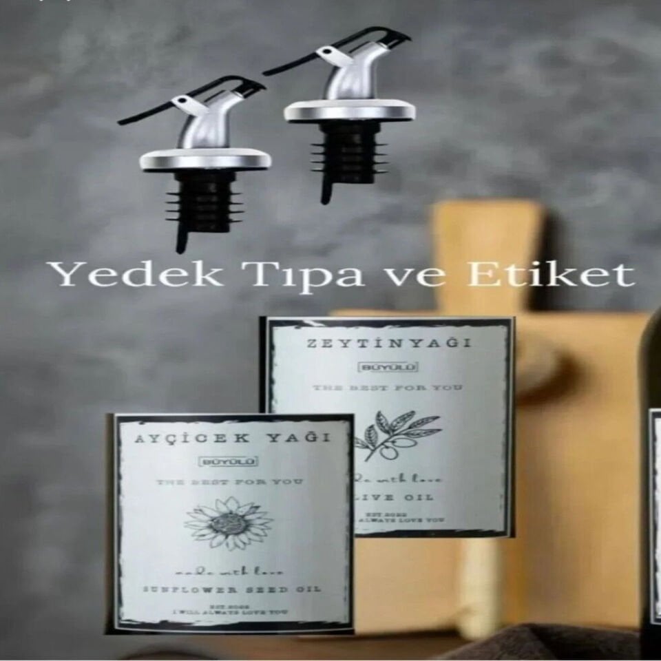 Yağdanlık Tıpa ve Yağdanlık Etiketi 2 adet damlatmaz tıpa 2 suya dayanıklı etiket